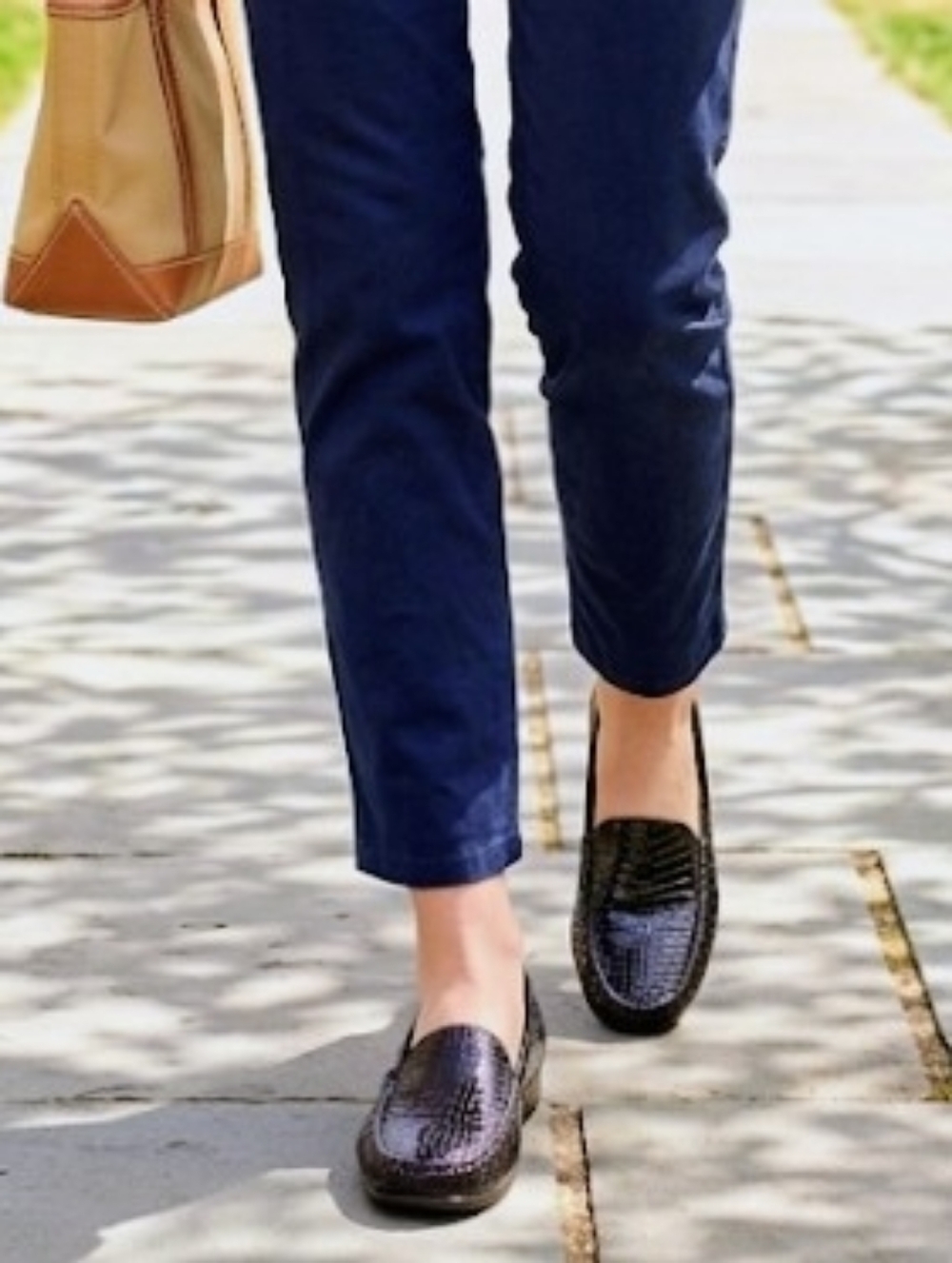 SAS Tripad Black Croc-Embossed Loafers